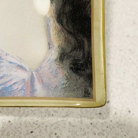 Asti Glass Pin Vanity Ring Dish Small Tray Edwardian Victorian Woman Portrait - Picture 5 of 7